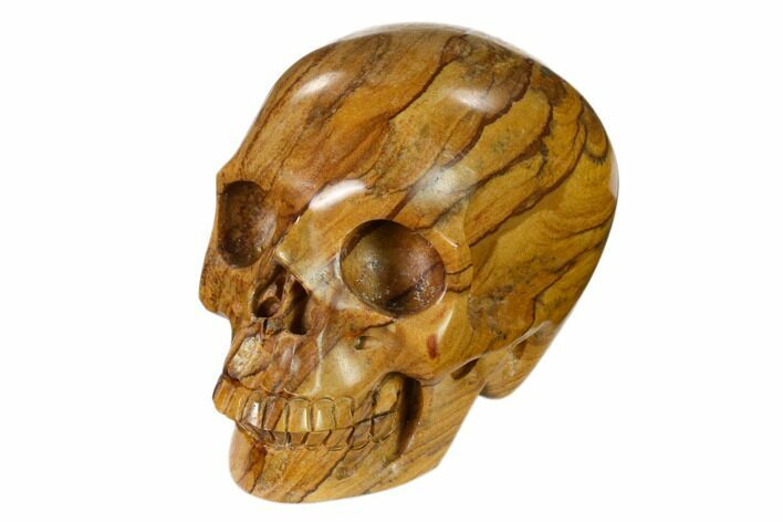 Realistic, Polished Picture Jasper Skull #151147